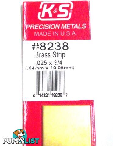 K&S METAL #8238 .025 X 3/4' BRASS STRIP 1PC - K &amp; S METALS