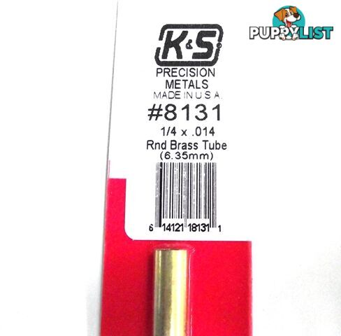 K&S METAL #8131 1/4' OD BRASS TUBE 1PC - K &amp; S METALS