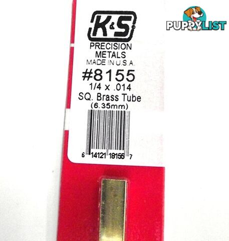 K&S METAL #8155 1/4' OD SQUARE BRASS TUBE 1PC - K &amp; S METALS