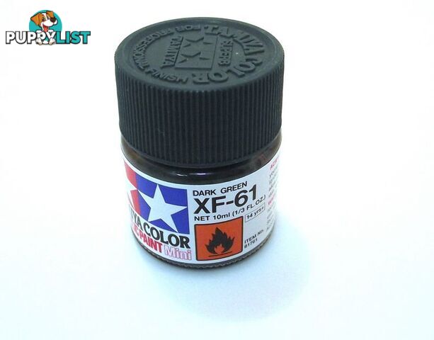 XF-61   TAMIYA ACRYLIC PAINT FLAT DARK GREEN - TAMIYA PAINTS &amp; Accessories