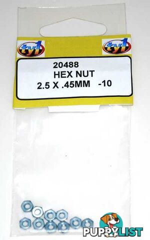 TY1 HEX NUT 2.5 X .45MM - 10