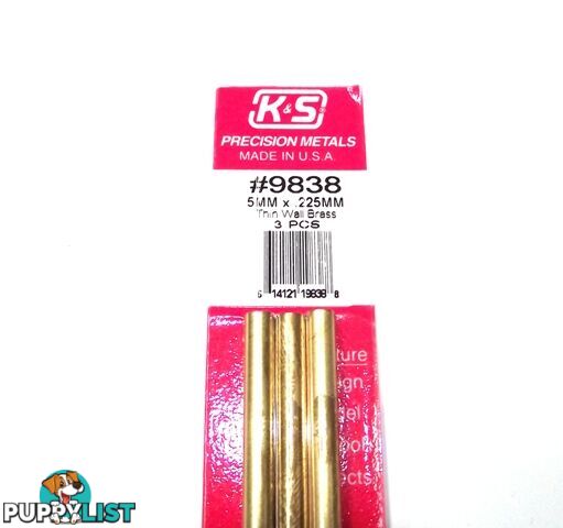 K&S METAL #9838 BRASS ROUND TUBE 5X300MM 3PCS - K &amp; S METALS