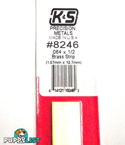 K&S METAL #8246 .064 X 1/2' BRASS STRIP 1PC - K &amp; S METALS