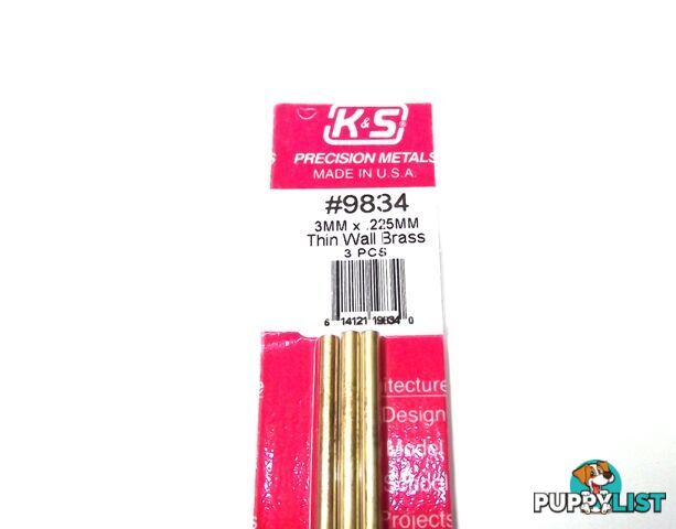 K&S METAL #9834 BRASS ROUND TUBE 3X300 3PCS - K &amp; S METALS