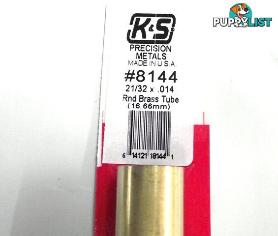 K&S METAL #8144 21/32' OD BRASS TUBE 1PC - K &amp; S METALS