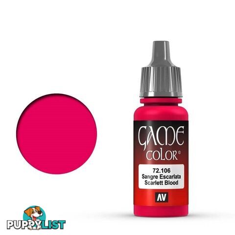 VALLEJO GAME 72106 Color Scarlett Blood 17ml Acrylic Paint