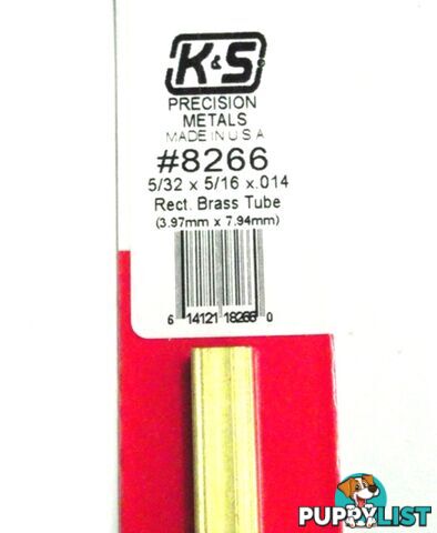 K&S METAL #8266 5/32 X 5/16 RECTANGLE BRASS TUBE1PC - K &amp; S METALS