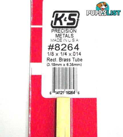 K&S METAL #8264 1/8 X 1/4 RECTANGLE BRASS TUBE 1PC - K &amp; S METALS