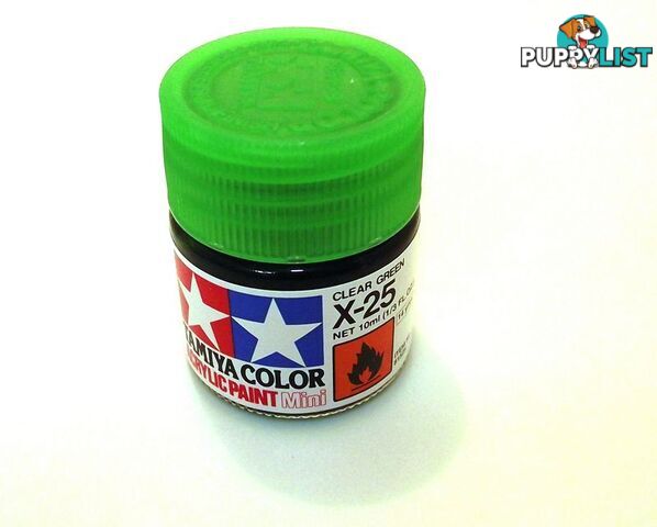 X-25   TAMIYA ACRYLIC PAINT CLEAR GREEN (gloss) - TAMIYA PAINTS &amp; Accessories