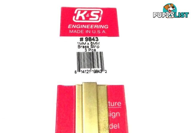 K&S METAL #9843 BRASS STRIP 1X6X300MM 3PCS - K &amp; S METALS