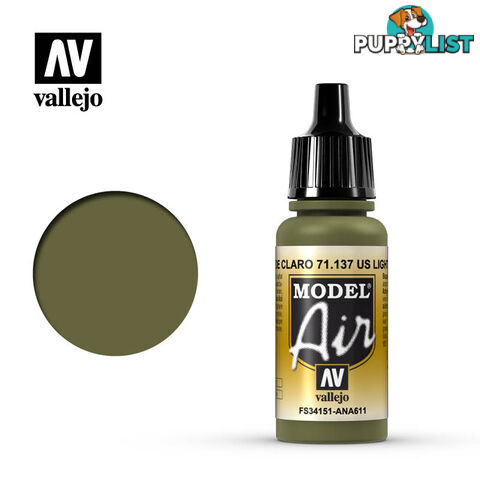 VALLEJO MODEL AIR ACRYLIC PAINT LIGHT GREEN 71137 - VALLEJO