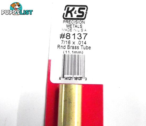 K&S METAL #8137 7/16' OD BRASS TUBE 1PC - K &amp; S METALS