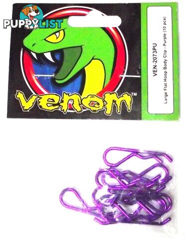 VENOM LARGE HOOP BODY CLIP PURPLE 10PCS VEN-2073PU - TRAXXAS PARTS,VENOM