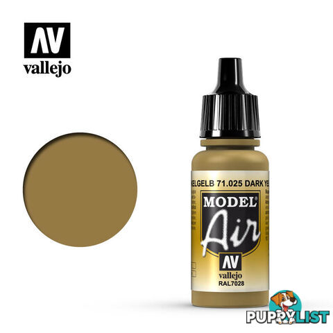 VALLEJO MODEL AIR ACRYLIC PAINT DARK YELLOW 71025 - VALLEJO