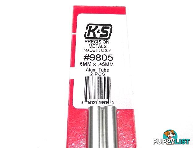 K&S METAL #9805 ALUMINIUM ROUND TUBE 6X300MM 2PCS - K &amp; S METALS