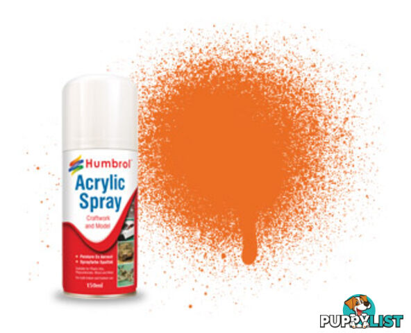 018 HUMBROL ACRYLIC SPRAY PAINT    ORANGE 150ml - HUMBROL