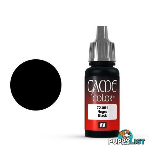 VALLEJO GAME 72051 Color Black 17ml Acrylic Paint