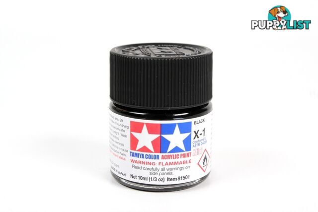 X-1 TAMIYA ACRYLIC PAINT BLACK (gloss) - TAMIYA PAINTS &amp; Accessories