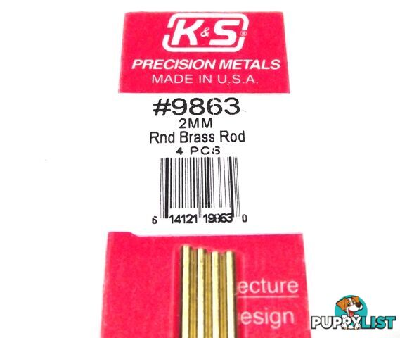 K&S METAL #9863 BRASS ROD 2X300MM 4PCS - K &amp; S METALS