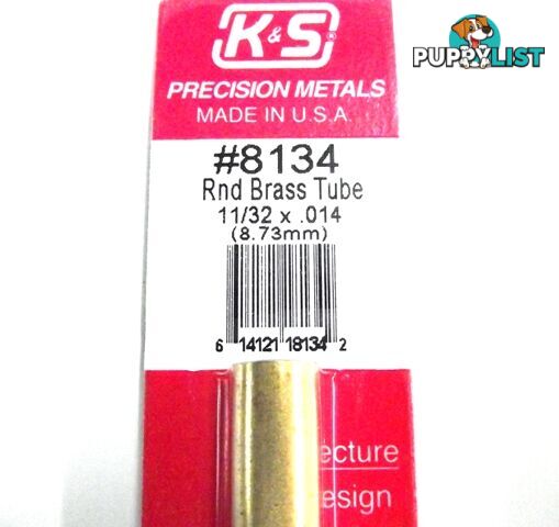 K&S METAL #8134 11/32' OD BRASS TUBE 1PC - K &amp; S METALS