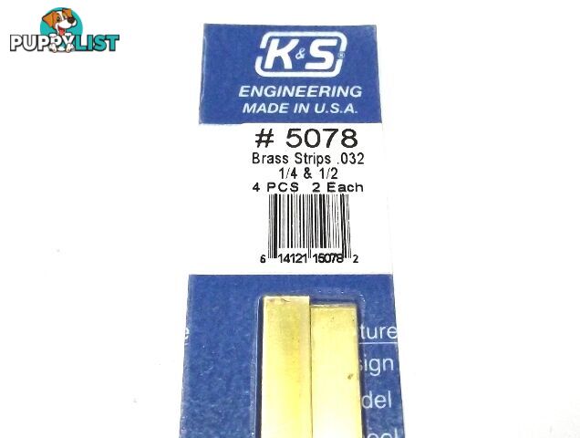 K&S METAL #5078 BRASS STRIP .032+1/4+1/2 12' - K &amp; S METALS