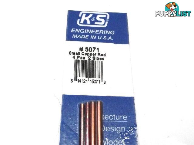 K&S METAL #5071 COPPER ROD 1/16+3/32 12' 2EACH - K &amp; S METALS