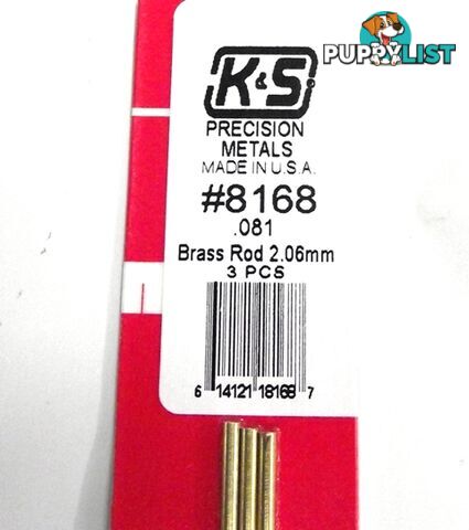 K&S METAL #8168 .081 SOLID BRASS ROD 3PCS - K &amp; S METALS