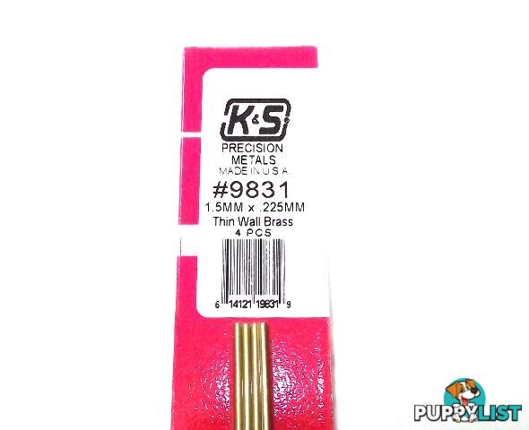 K&S METAL #9831 BRASS ROUND TUBE 1.5X300 4PCS - K &amp; S METALS