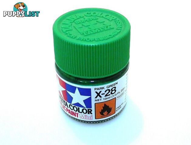 X-28   TAMIYA ACRYLIC PAINT PARK GREEN (gloss) - TAMIYA PAINTS &amp; Accessories