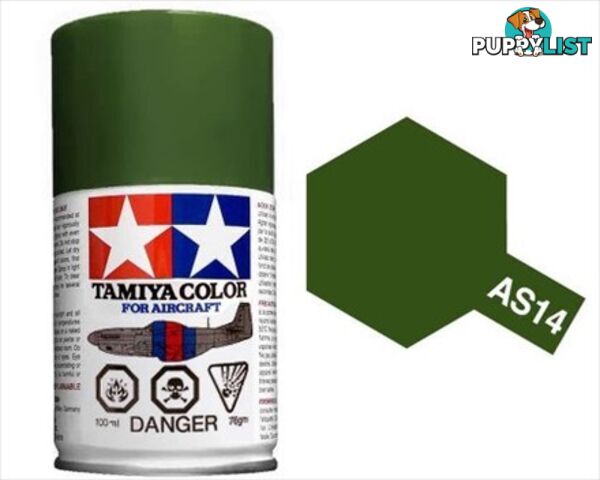 AS-14 TAMIYA ACRYLIC SPRAY PAINT 100ml (Aircraft) OLIVE GREEN - TAMIYA PAINTS &amp; Accessories