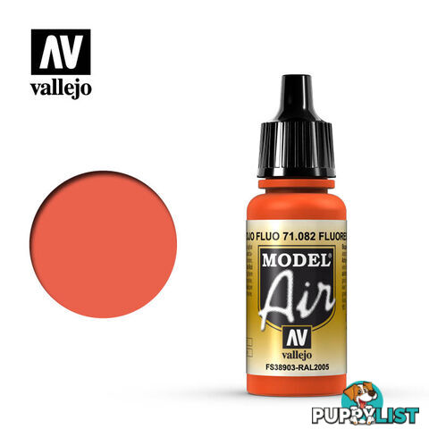 VALLEJO MODEL AIR ACRYLIC PAINT FLURESCENT RED 71082 - VALLEJO