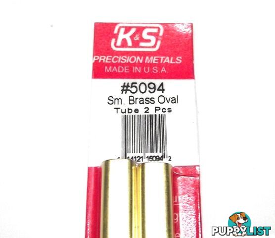 K&S METAL #5094 SMALL BRASS OVAL TUBE 2PCS - K &amp; S METALS