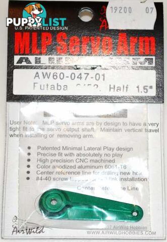 AIR WILD  ALUMINIUM SERVO ARM HALF 1.5' SUIT 9152 FUTABA SERVO - AIR WILD