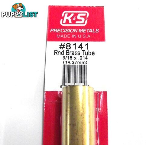 K&S METAL #8141 9/16' OD BRASS TUBE 1PC - K &amp; S METALS