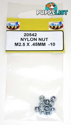 TY1 NYLON NUT M2.5 X .45MM - 10