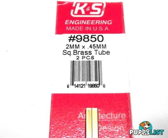 K&S METAL #9850 BRASS SQUARE TUBE 2X300MM 2PCS - K &amp; S METALS