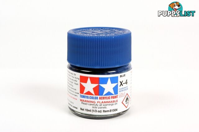 X-4   TAMIYA ACRYLIC PAINT BLUE (gloss) - TAMIYA PAINTS &amp; Accessories