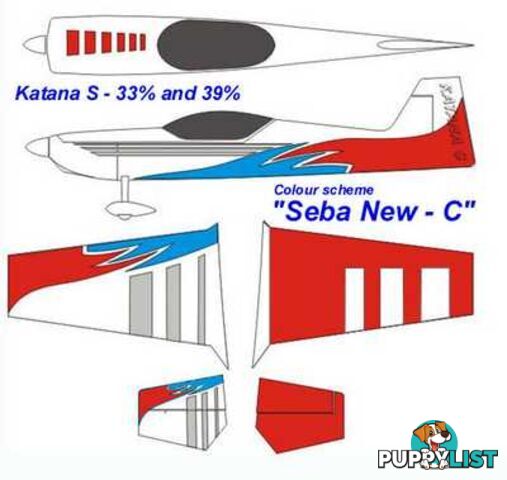 KRILL KATANA 39% SEBA-C Red/Blue/White Clear Canopy - KRILL AIRCRAFT AUSTRALIA