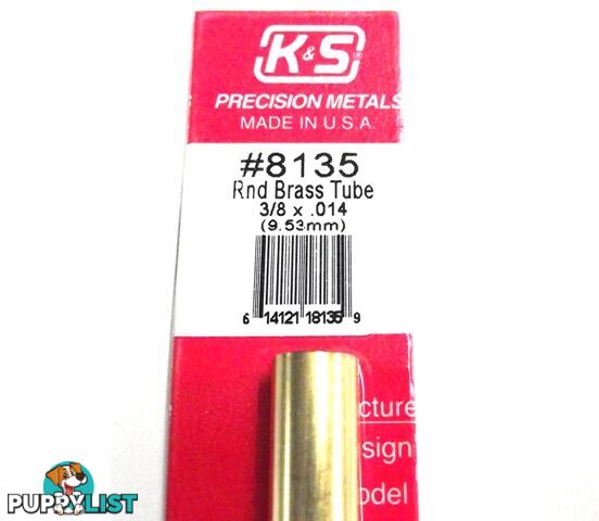 K&S METAL #8135 3/8' OD BRASS TUBE 1PC - K &amp; S METALS