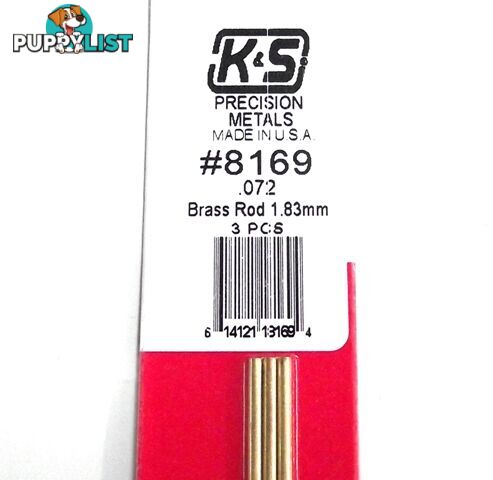 K&S METAL #8169 .072 SOLID BRASS ROD 3PCS - K &amp; S METALS