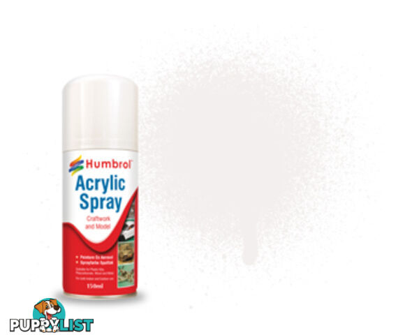 034 HUMBROL ACRYLIC SPRAY PAINT    WHITE MATT 150ml - HUMBROL