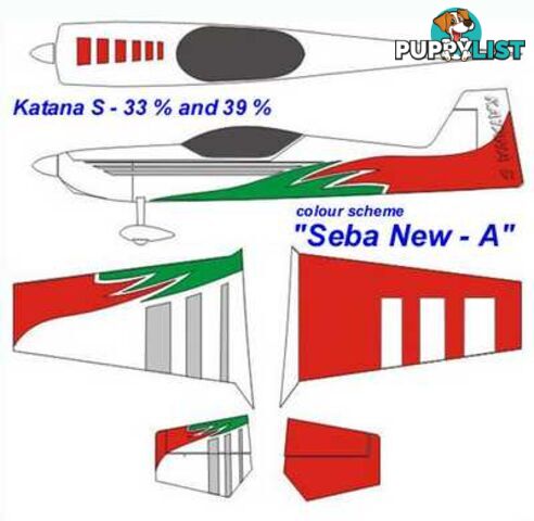 KRILL KATANA 39% SEBA-A Red/White/Green Clear Canopy - KRILL AIRCRAFT AUSTRALIA