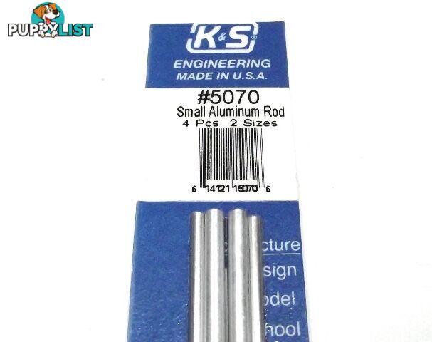 K&S METAL #5070 ALUMINIUM ROD 3/32+1/8 12' 2EACH - K &amp; S METALS