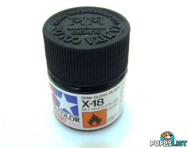 X-18   TAMIYA ACRYLIC PAINT BLACK (SEMI GLOSS) (gloss) - TAMIYA PAINTS &amp; Accessories