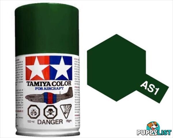 AS-1 TAMIYA ACRYLIC SPRAY PAINT 100ml (Aircraft) DARK GREEN - TAMIYA PAINTS &amp; Accessories