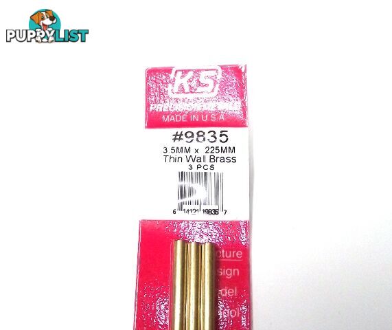 K&S METAL #9835 BRASS ROUND TUBE 3.5X300MM 3PCS - K &amp; S METALS