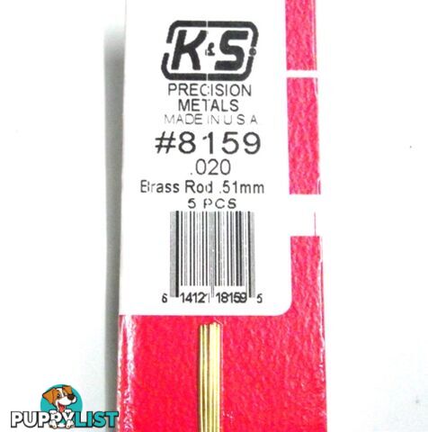 K&S METAL #8159 .020 SOLID BRASS ROD 5PCS - K &amp; S METALS