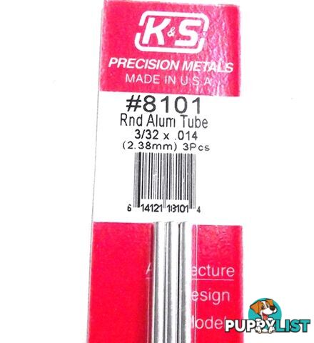 K&S METAL ROUND #8101 3/32' OD  ALUMINIUM TUBE 3PCS - K &amp; S METALS