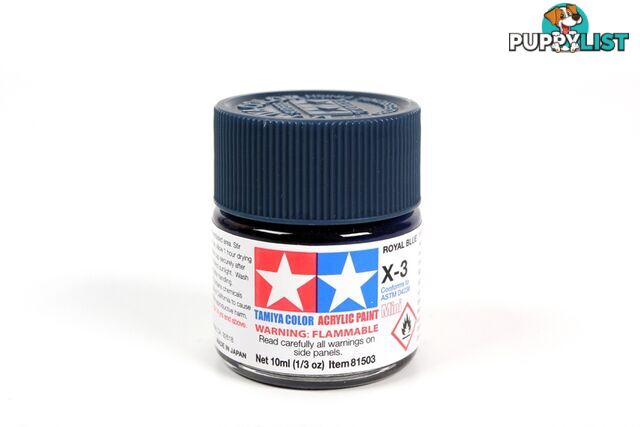 X-3 TAMIYA ACRYLIC PAINT ROYAL BLUE (gloss) - TAMIYA PAINTS &amp; Accessories