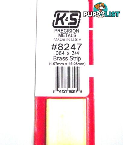 K&S METAL #8247 .064 3/4' BRASS STRIP 1PC - K &amp; S METALS